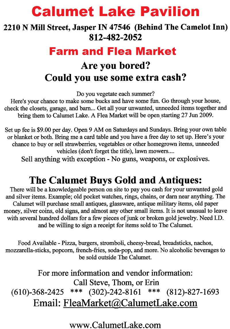 CalumetFleaMktOnlineFlyerforOpening.jpgStarting 27 Jun 2009 - Farm and Flea Market